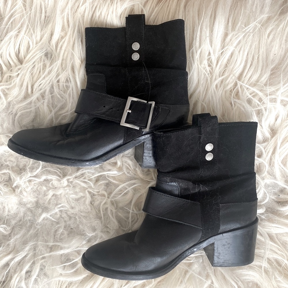 Black suede/ leather booties - Zadig, size 9